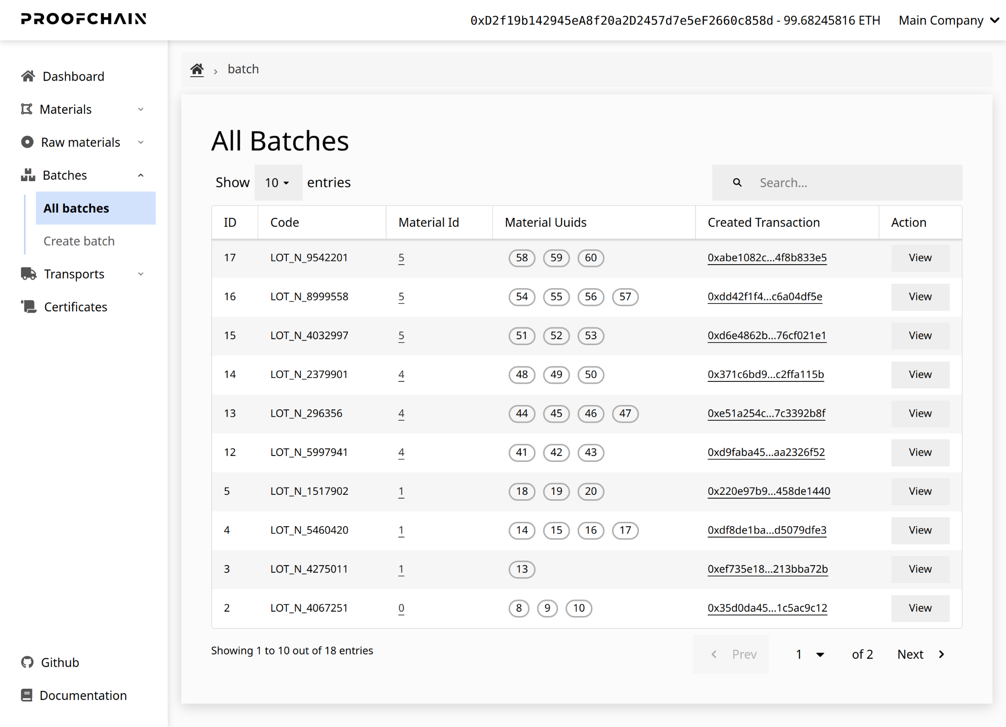 Batch list