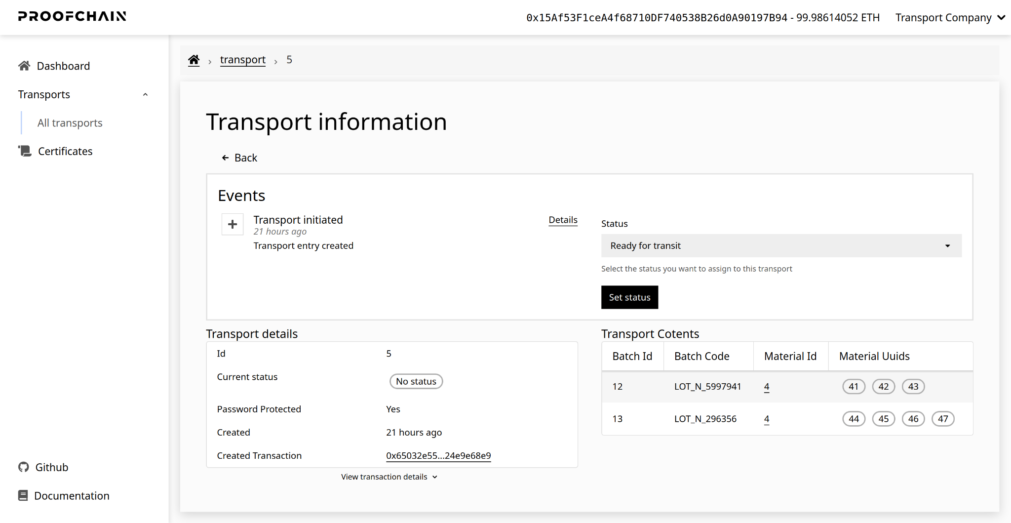 Update Transport