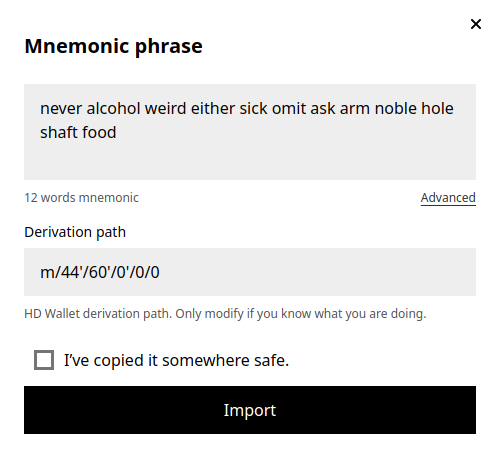 Authentication Mnemonic Derivation