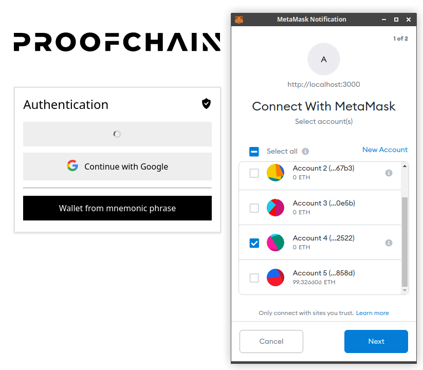 Authentication Metamask